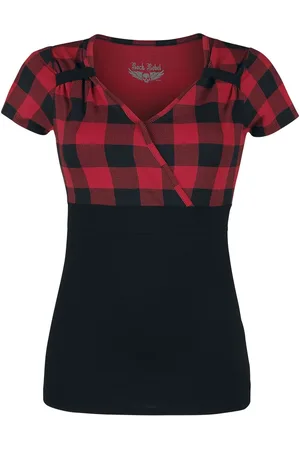 Rock Rebel Camiseta de - Camiseta negra/roja en estilo Rockabilly - M 5XL - para Mujer