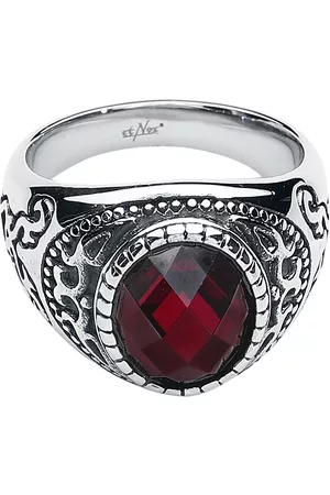 etNox hard and heavy Anillo Gótico de - Dark Ruby - para
