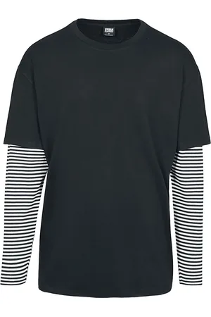 Urban classics Camiseta Manga Larga de - Oversized Double Layer Striped LS - S XXL - para Hombre