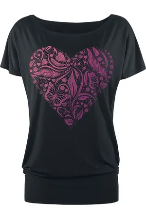 Full Volume Camiseta de - Camiseta negra con estampado y cuello redondo - S - para Mujer