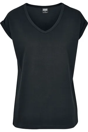 Urban classics Camiseta de - Ladies Round V-Neck Extended - XS 5XL - para Mujer