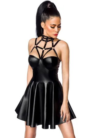 Saresia Ropa Interior Gótico de - Powerlastic Harness Wetlook - XS-S XL-XXL - para Mujer