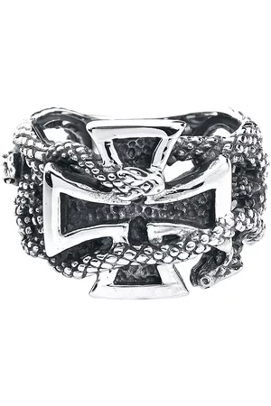 etNox hard and heavy Anillo de - Iron Cross with Snakes - para Hombre