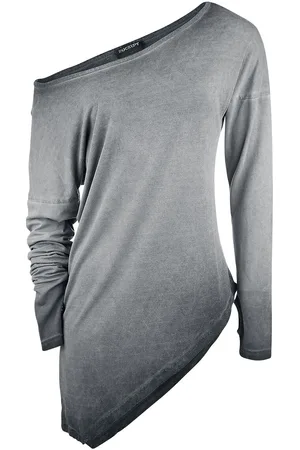 Rockupy Camiseta Manga Larga de - Manga Larga Asimétrica - S M - para Mujer