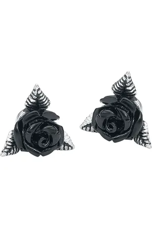 Alchemy Set de Pendientes Gótico de - Black Rose - para Mujer