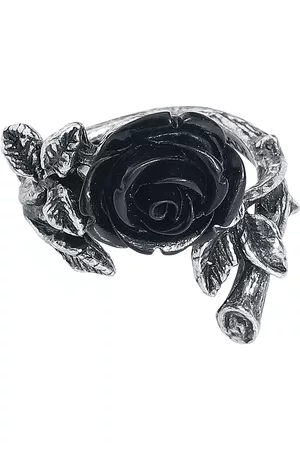 Alchemy Anillo Gótico de - Wild Black Rose - para Mujer