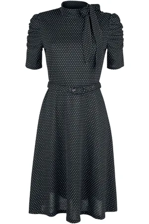 Voodoo Vixen Vestidos de longitud media Rockabilly de - Posie Black Polka Dot - S 4XL - para Mujer