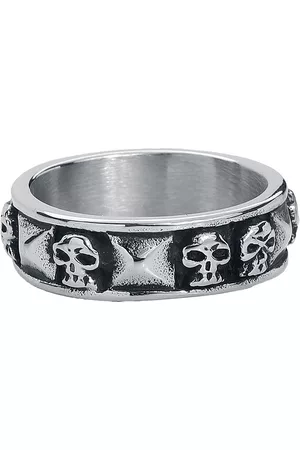 etNox hard and heavy Anillo de - Skulls and Rivets - para Hombre