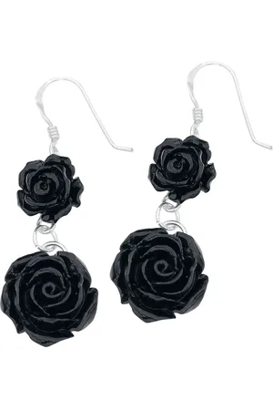 etNox Pendiente Gótico de - Black Roses - para Mujer