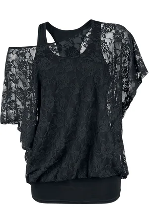 Gothicana Camiseta de - Camiseta de encaje 2 en 1 - S 3XL - para Mujer
