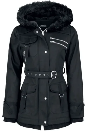 Gothicana Chaqueta de Invierno Gótico de - Chaqueta Multi Bolsillos - S 6XL - para Mujer