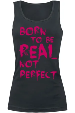 Sprüche Top Fun de - Born To Be Real Not Perfect - S XXL - para Mujer