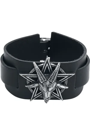 Alchemy Pulsera de Cuero Gótico de - Baphomet - para Hombre