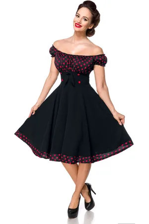 Belsira Vestidos de longitud media Rockabilly de - Off-The-Shoulder Swing Dress - XS 3XL - para Mujer