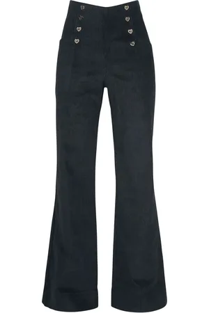 Voodoo Vixen Pantalones de tela Rockabilly de - Blith Black Corduroy - S - para Mujer