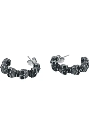 etNox Set de Pendientes Gótico de - Black Skulls - para Mujer