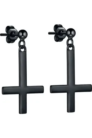 etNox Set de Pendientes Gótico de - Black Cross - para Mujer