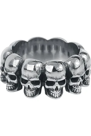 etNox hard and heavy Anillo Gótico de - Skulls - para