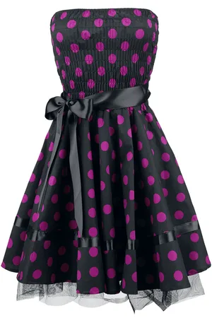 H&R London Vestido Corto Rockabilly de - Big Purple Dots - S 3XL - para Mujer