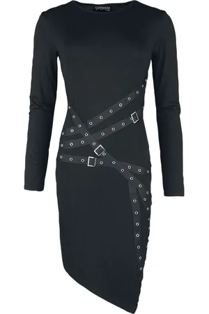 Gothicana Vestido Corto Gótico de - Vestido con correas, ojales y hebillas - S XXL - para Mujer