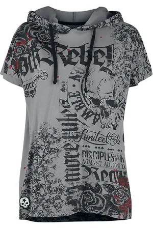 Rock Rebel Camiseta de - Camiseta Relaxed con estampados y capucha - XS 5XL - para Mujer