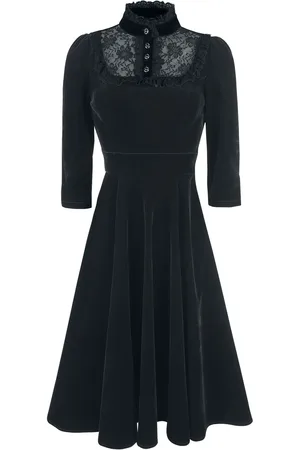 H&R London Vestidos de longitud media Rockabilly de - Vestido de terciopelo Nightshade - S L - para Mujer