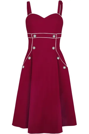 Voodoo Vixen Vestidos de longitud media Rockabilly de - Claudia Red Seaside - XS 4XL - para Mujer