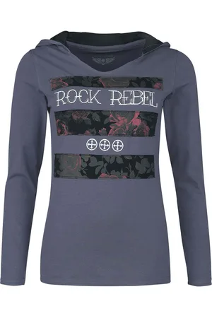 Rock Rebel Camiseta Manga Larga de - Top manga larga con capucha - S 3XL - para Mujer