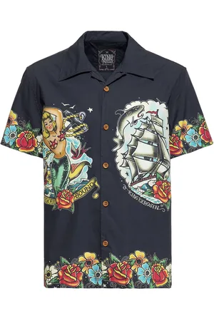 King kerosin Camisa manga Corta Rockabilly de - Tropical Hawaiian Style Deluxe - M 5XL - para Hombre
