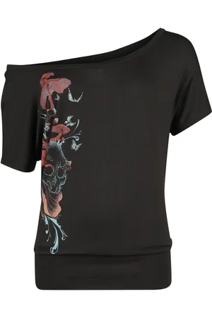 Full Volume Camiseta Gótico de - Mushrooms, skull and butterflies - S - para Mujer
