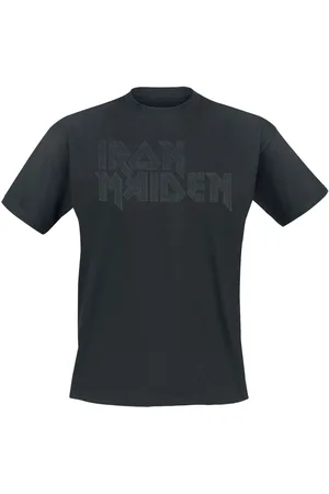 Iron Maiden Camiseta de - Black On Black Logo Stacked - S 4XL - para Hombre