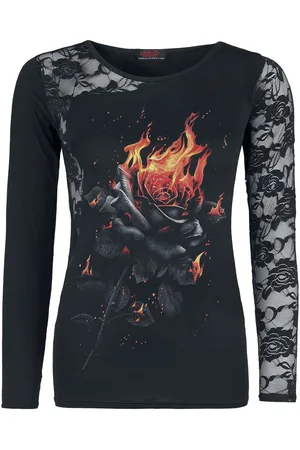 Spiral Camiseta Manga Larga Gótico de - Flaming Rose - S XXL - para Mujer