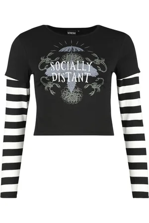 Wednesday Camiseta Manga Larga Gótico de - Socially Distant - L XXL - para Mujer
