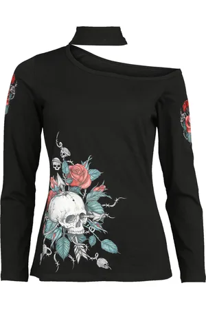 Rock Rebel Camiseta Manga Larga de - Skull and roses - S XXL - para Mujer