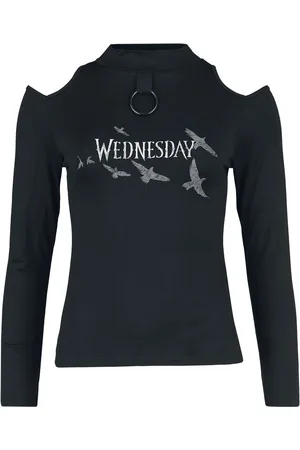 Wednesday Camiseta Manga Larga Gótico de - Little Tormenta - M XXL - para Mujer