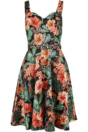 Voodoo Vixen Vestidos de longitud media Rockabilly de - Jungke Print Flare Dress - XS 4XL - para Mujer