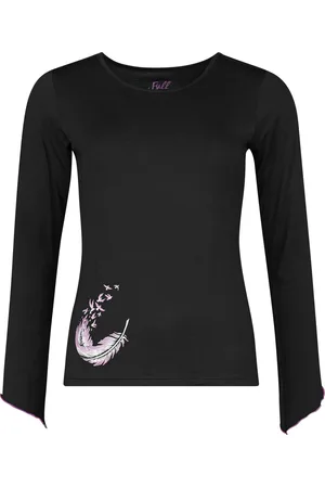 Full Volume Camiseta Manga Larga Gótico de - Longsleeve With Wing And Feather Print - S XL - para Mujer