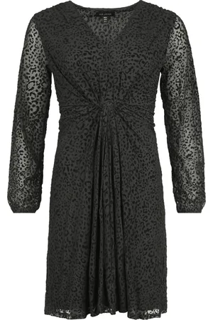 QED London Vestido Corto Rockabilly de - Leopard velvet - XS M - para Mujer
