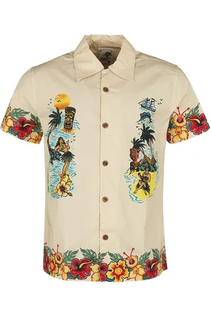 King kerosin Camisa manga Corta Rockabilly de - Honolulu Tropical Hawaiian Style Shirt - M 3XL - para Hombre