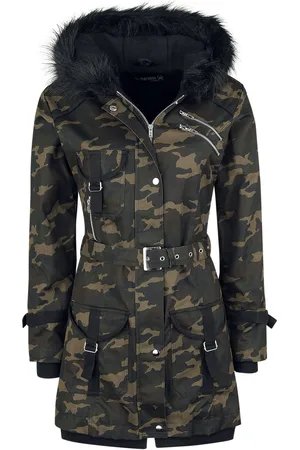 Gothicana Chaqueta de Invierno Gótico de - Chaqueta Multi Bolsillos - M 3XL - para Mujer