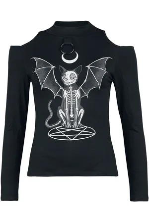 Gothicana Camiseta Manga Larga Gótico de - Camiseta manga larga con cortes - S XXL - para Mujer