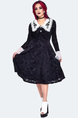 Jawbreaker Vestidos de longitud media Gótico de - Velvet Lace Collar Dress - XS M - para Mujer