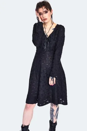 Jawbreaker Vestido Corto Gótico de - Venom Print Distressed Skater Dress - S M - para Mujer