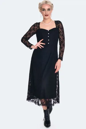 Voodoo Vixen Vestidos de longitud media Gótico de - Vintage Style Lace Midi Dress - XS XL - para Mujer