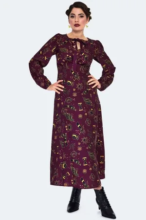 Voodoo Vixen Vestido largo Gótico de - Mystical Print Midi Dress - XS L - para Mujer