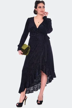 Voodoo Vixen Vestidos de longitud media Gótico de - Devore Long Sleeve Wrap Dress - XS M - para Mujer