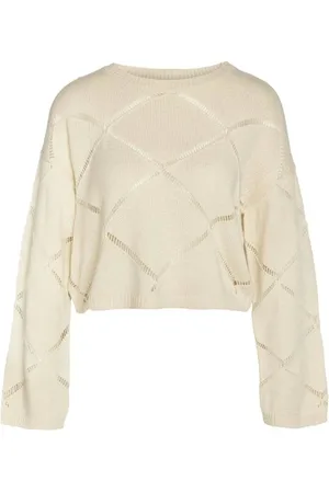 Noisy May Sudadera de - NMJUNE L/S O-NECK CROP KNIT NOOS - M - para Mujer