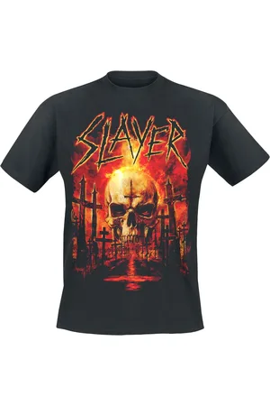 Slayer Camiseta de - Flaming Skull Graveyard - S 4XL - para Hombre