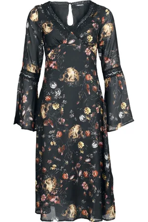 Jawbreaker Vestidos de longitud media Gótico de - Garden Of Skull Midi Chiffon Dress - XS 4XL - para Mujer