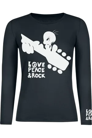 LOONEY TUNES Camiseta Manga Larga de - Tweety - Love, Peace & Rock - S XXL - para Mujer